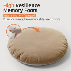 PJYuCien Cama Gato Redonda de 20 Pulgadas – Lavable, Antideslizante y Suave (Khaki)