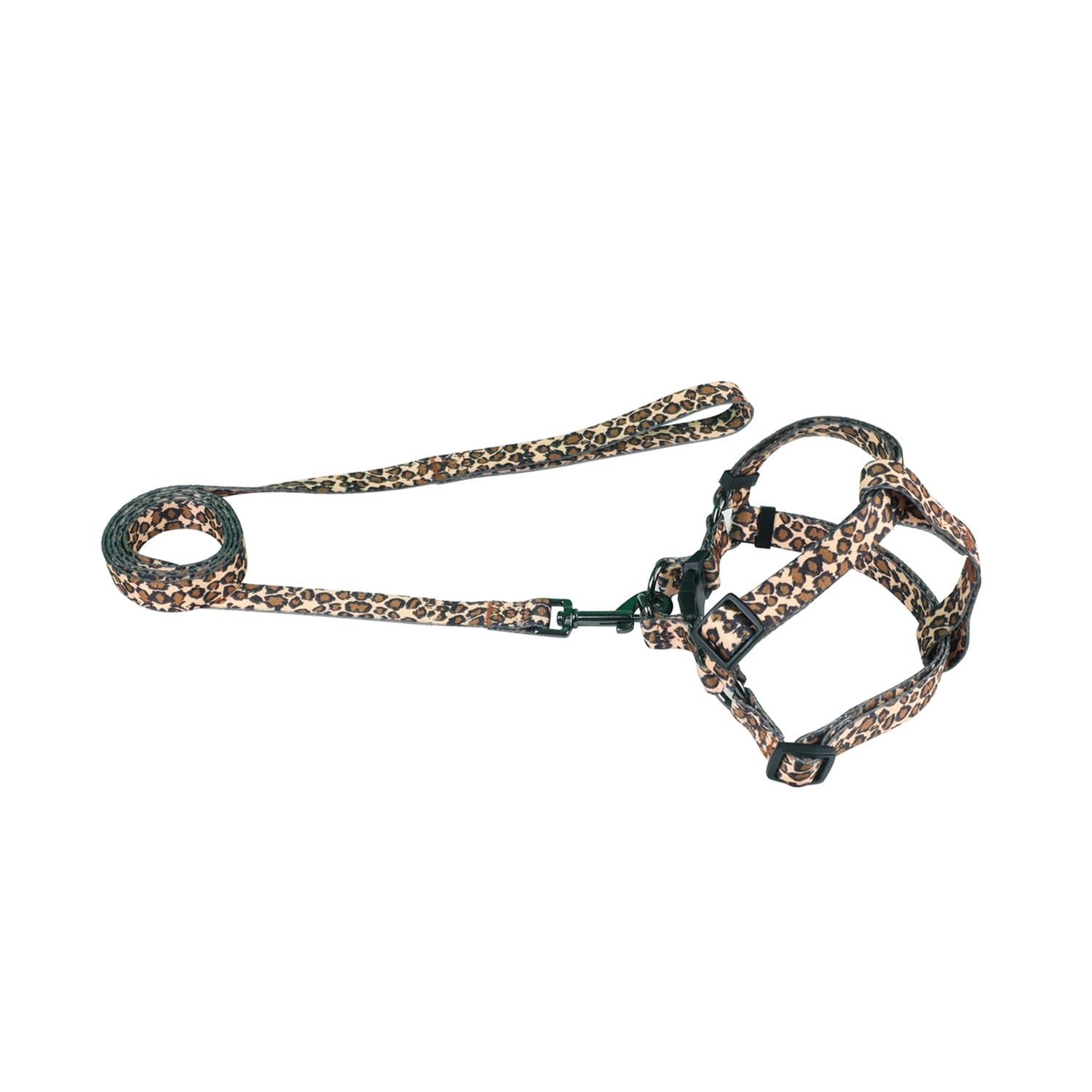 Olahibi Harness and Leash Set, Leopard Pattern, 5ft Matching Leash, No Pull, Easy Wear for Medium Dogs.(M, Brown Leopard)