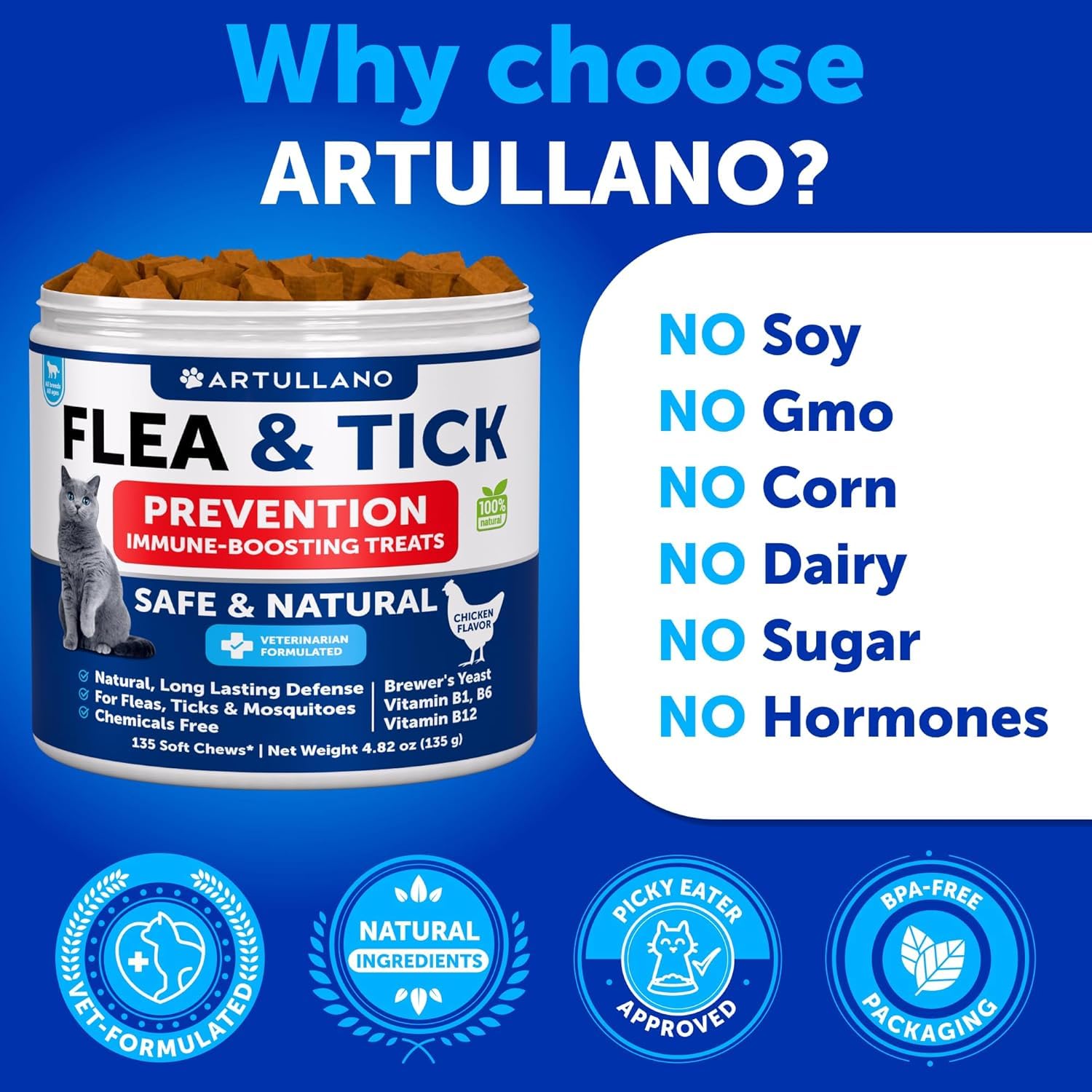Cuidado preventivo de pulgas para gatos con Artullano.