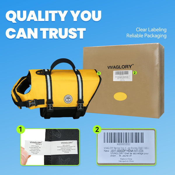 VIVAGLORY Chaleco Salvavidas para Perro con Asa – Talla M, Amarillo, Fuerte y Visible — imagen 7