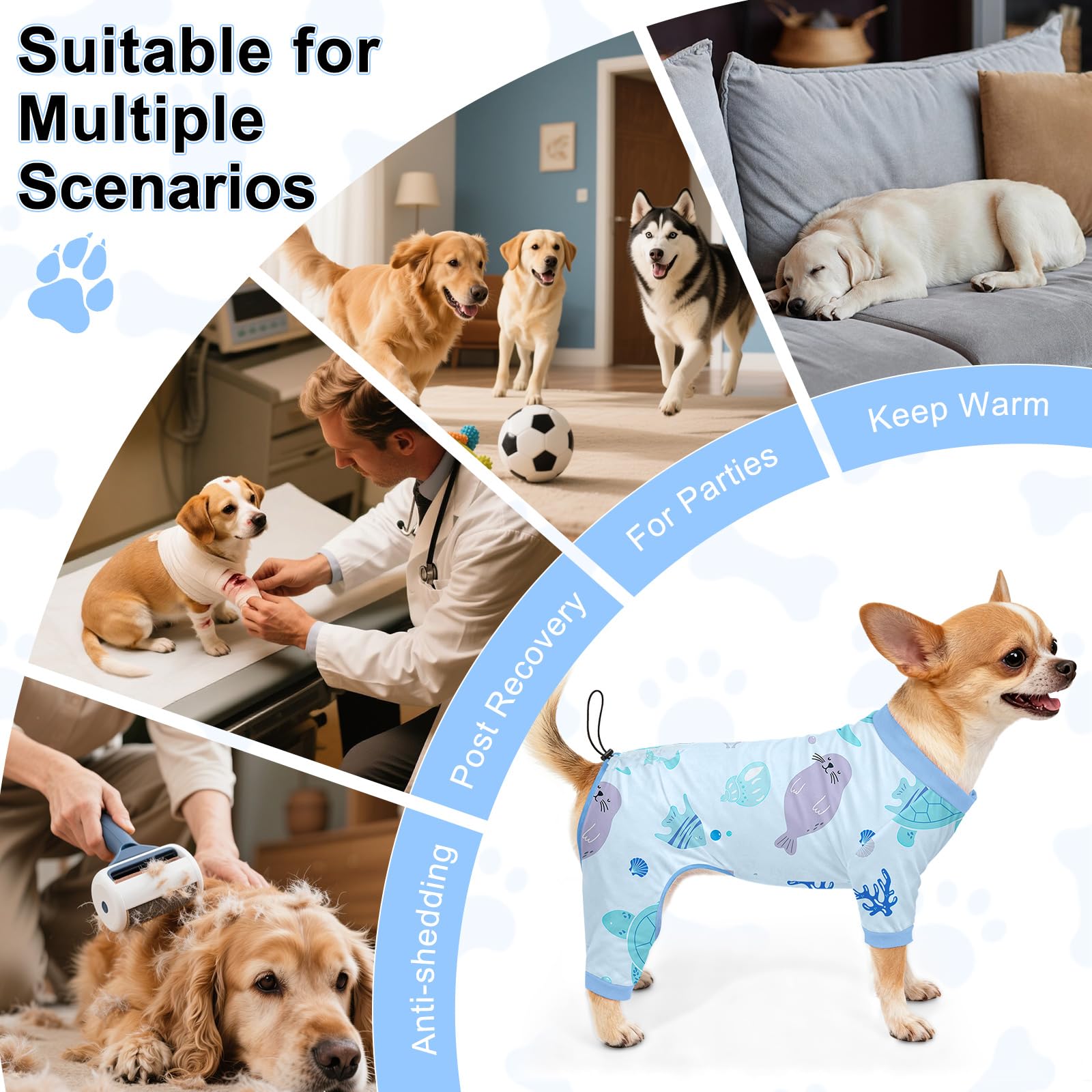 Bienbee pijamas para perros, ajuste de largo trasero para mejor ajuste