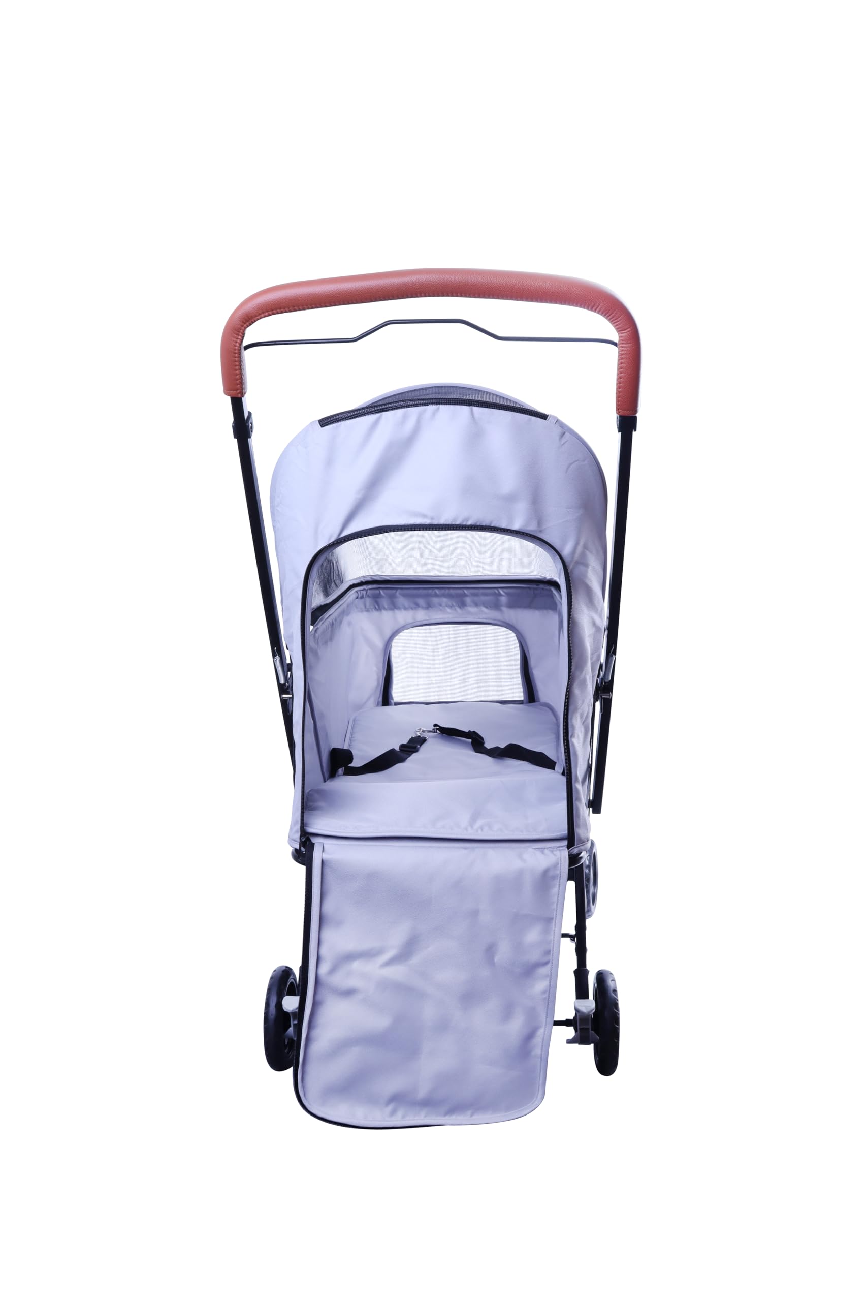 FOURPAW Carrito Reversible para Mascotas - Paseo Cara a Cara, 4 Ruedas, Hasta 15 kg, Gris