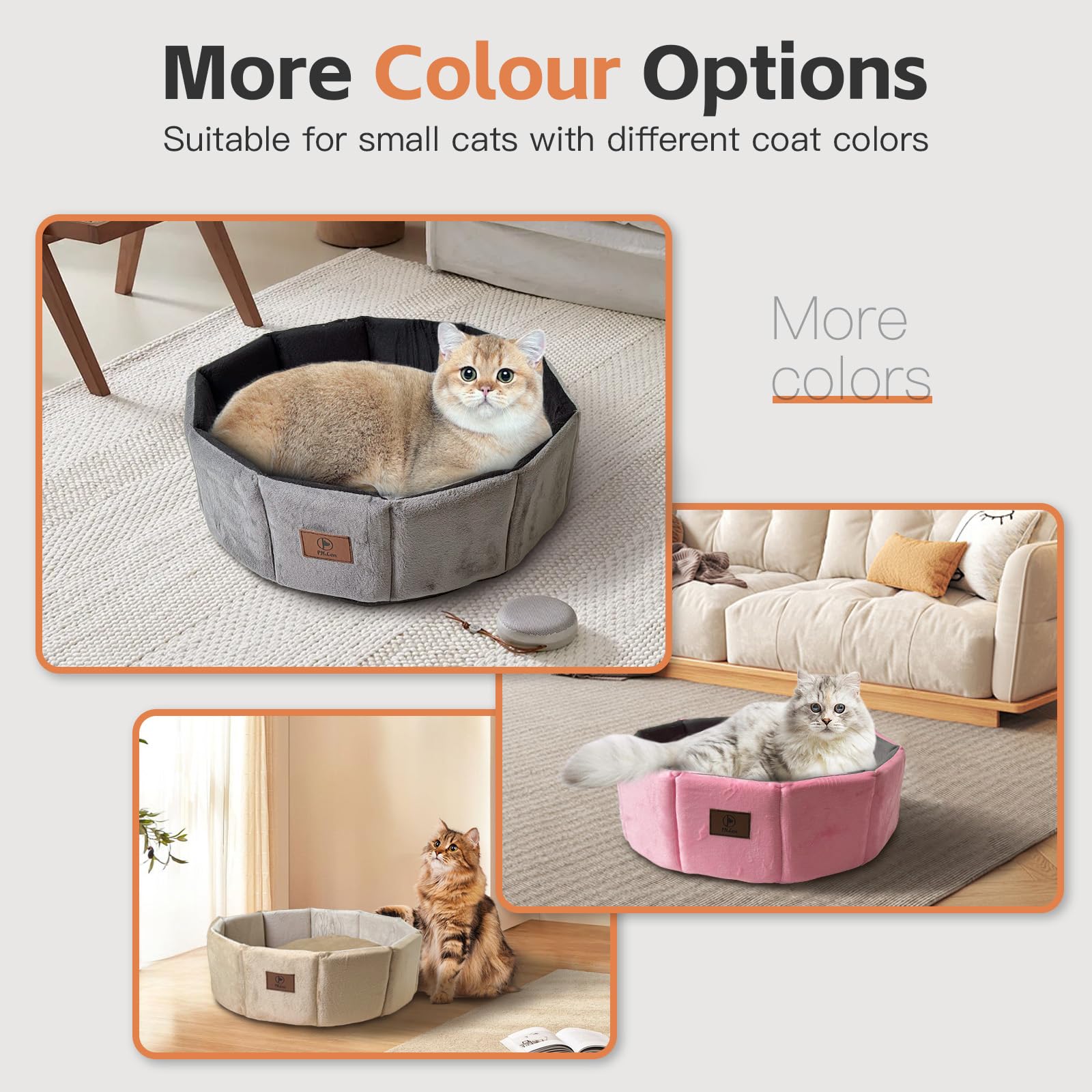 PJYuCien Cama Gato Redonda de 20 Pulgadas – Lavable, Antideslizante y Suave (Khaki)