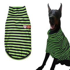 IMDOUBLEDOU camisa para perro cuello alto rayas verdes, ideal para días fríos.