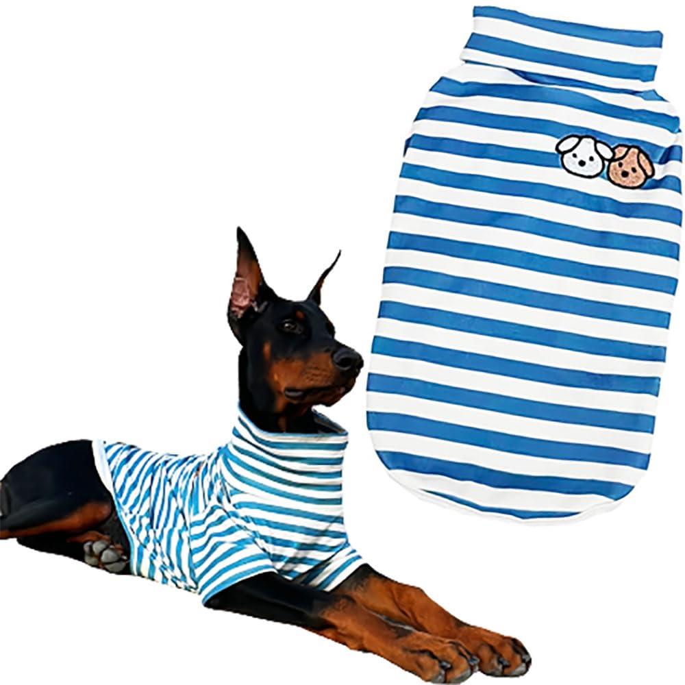 IMDOUBLEDOU turtleneck para perro, rayas azules, cómodo para paseos