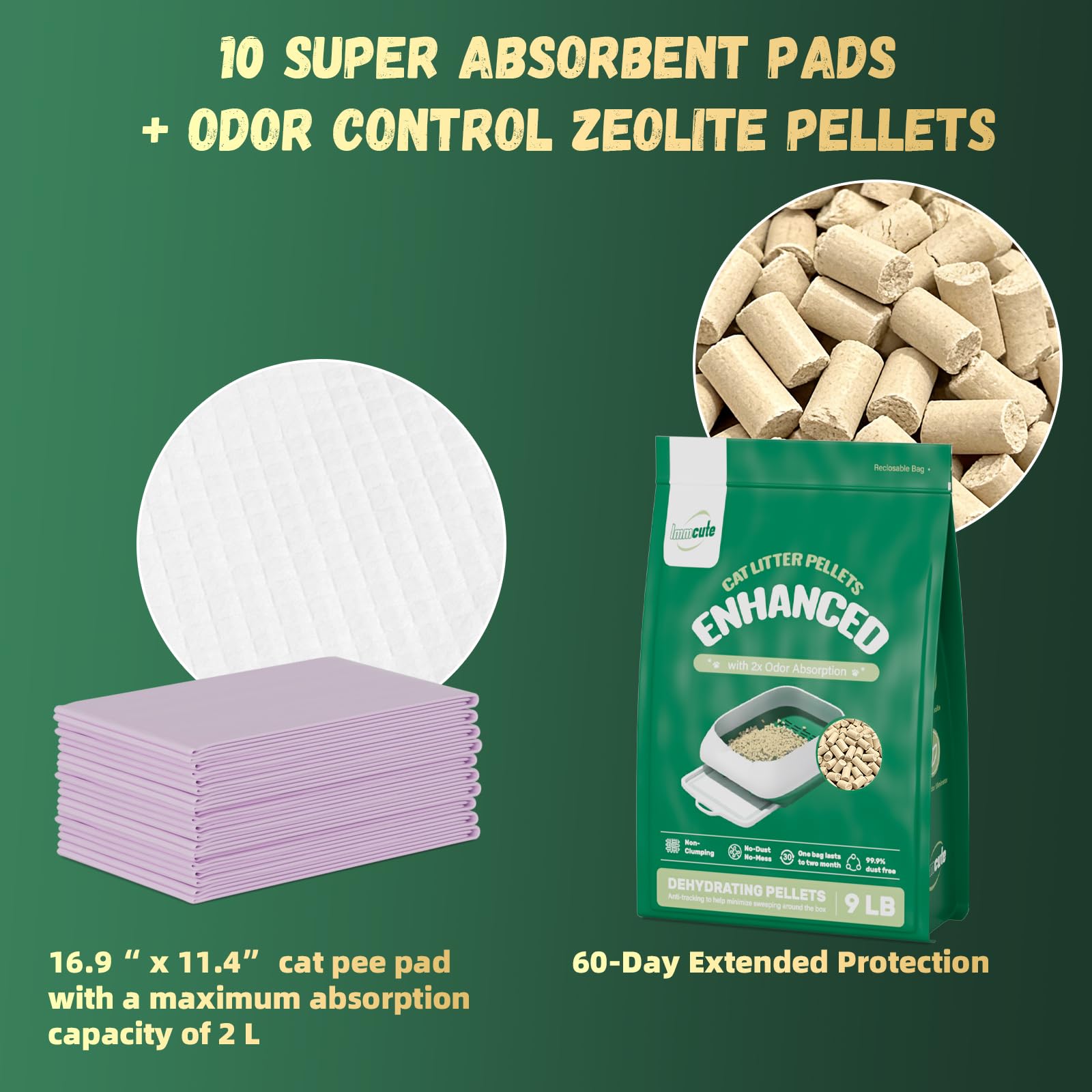 IMMCUTE panales absorbentes para arena de gato, 10 unidades, absorción rápida
