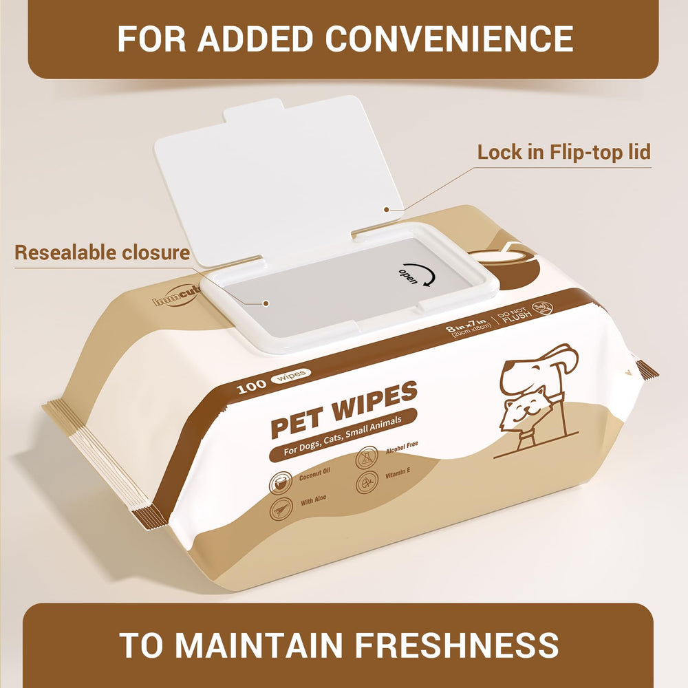 Paquete IMMCUTE de 400 toallitas coco, solución práctica para el cuidado diario.