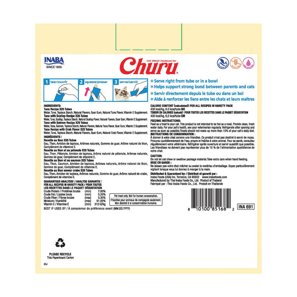 INABA Churu atún, tubo cremoso para mezclar con comida húmeda y aumentar sabor.