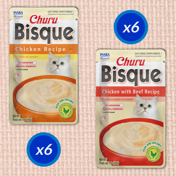INABA Churu Bisque complemento de comida, ofrece sabor e hidratación al plato.