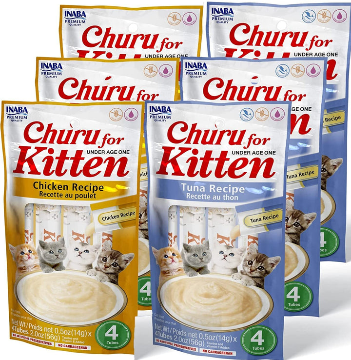INABA Churu para gatitos, tubos de 24 pack, ideal para interacción gato-humano.