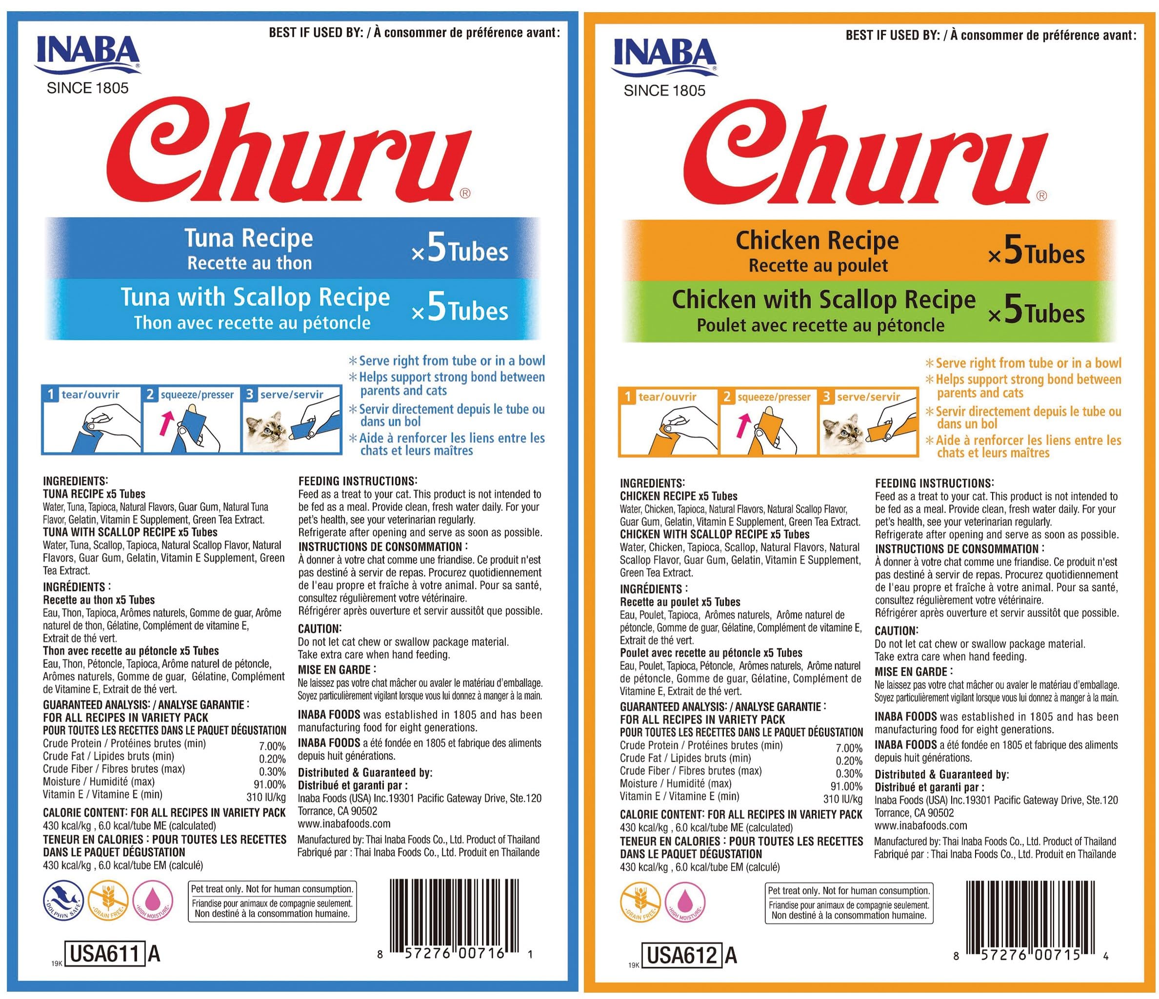 INABA Churu pollo, primer plano, textura cremosa para premiar gatos