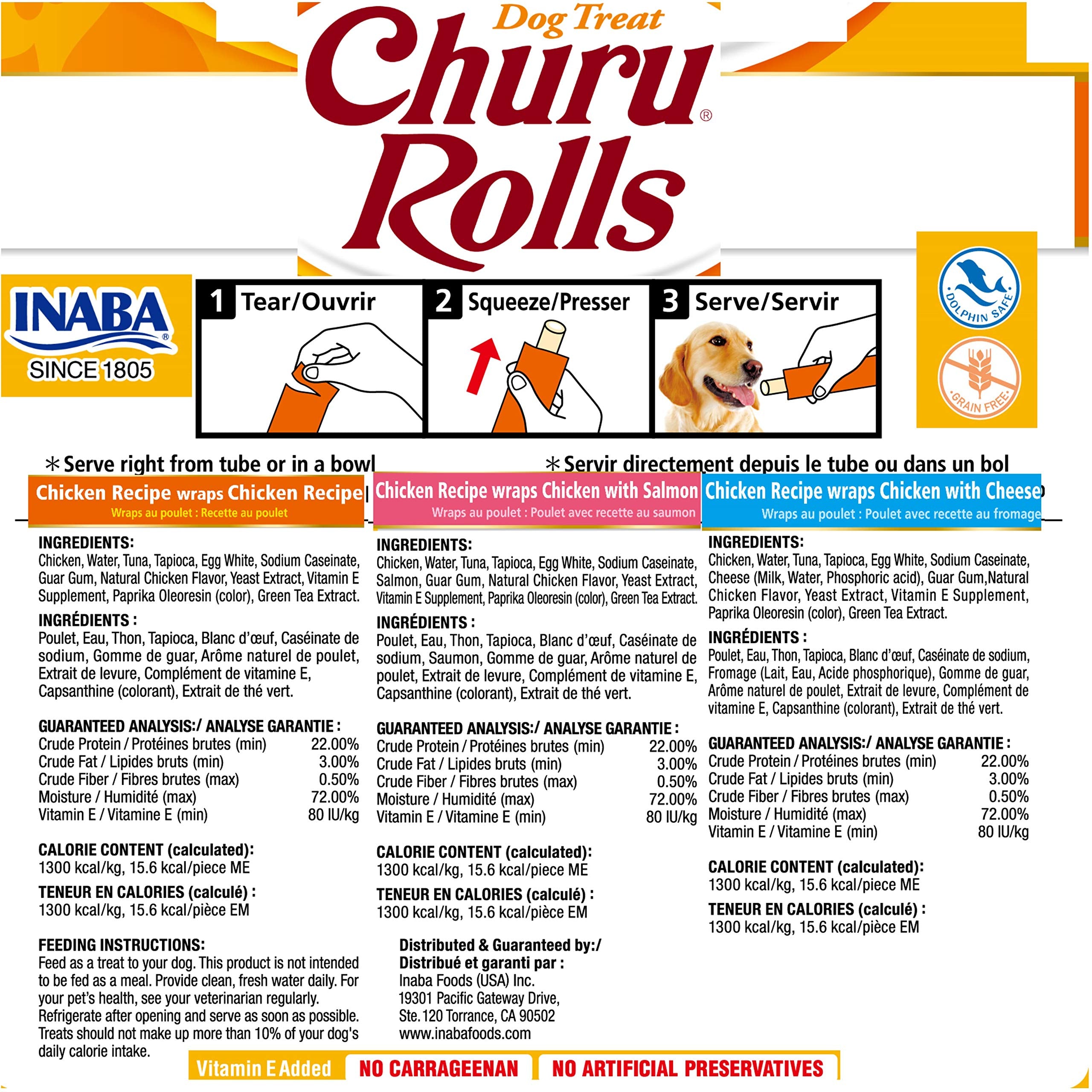 INABA Churu Rolls textura doble con centro cremoso para premiar.