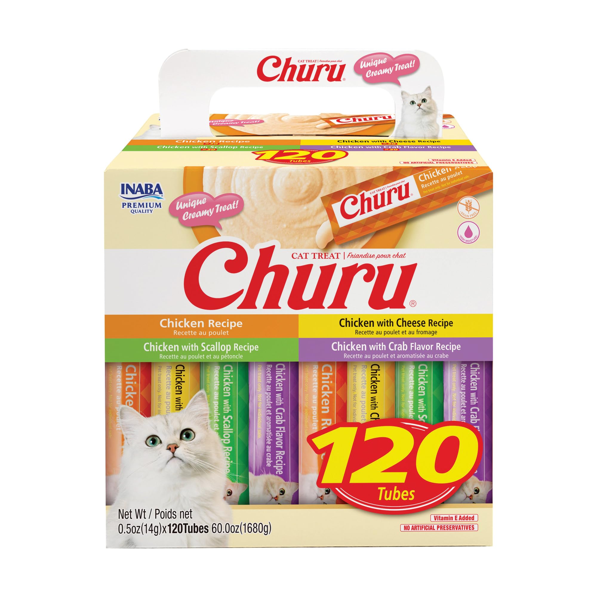 INABA Churu tubo cremoso para gatos, ideal como snack sabroso y muy hidratante