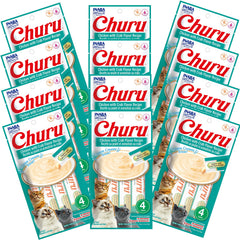 INABA Churu tubo crema pollo con cangrejo para gatos brinda hidratación y sabor.