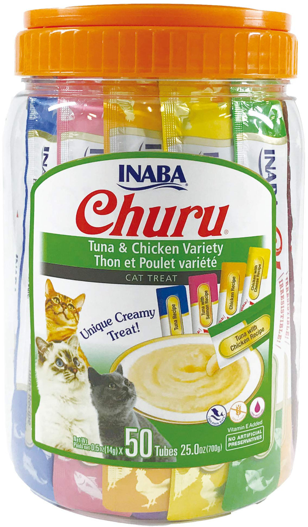 INABA Churu tubo cremoso de atún y pollo, premio húmedo que aporta humedad