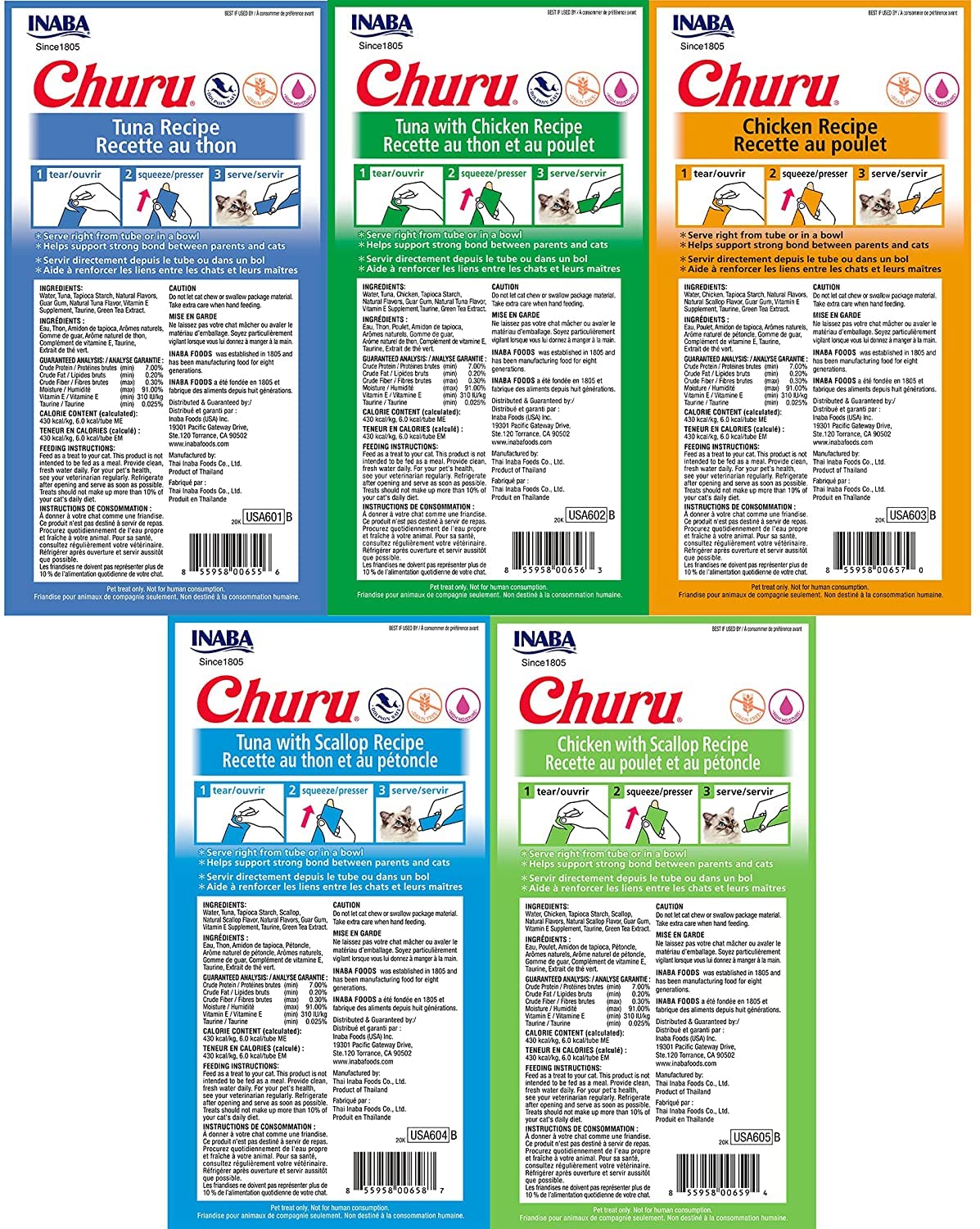 INABA Churu tubo puré cremoso, listo para alimentar a mano a tu gato