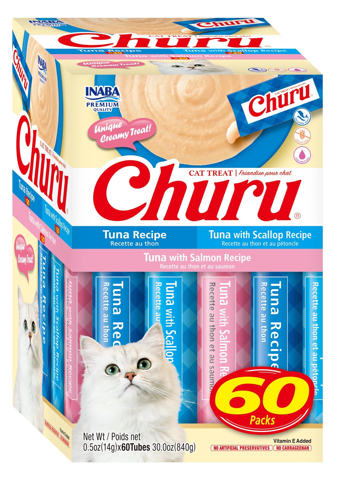 INABA Churu tubo de atún, snack húmedo y bajo en calorías para hidratar sin exceso.
