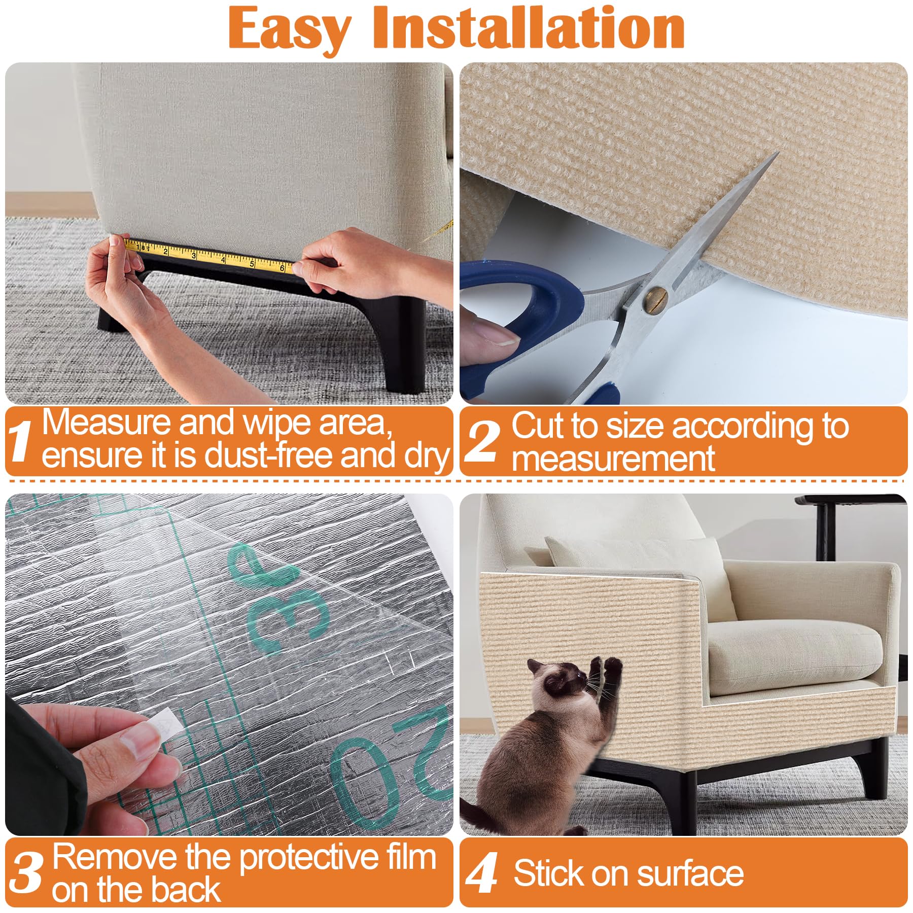 Protección versátil Inchoco para muebles y estructuras de gatos en interiores.