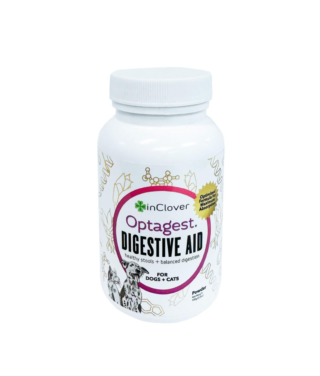 InClover Optagest: bote de polvo para apoyo digestivo suave en mascotas