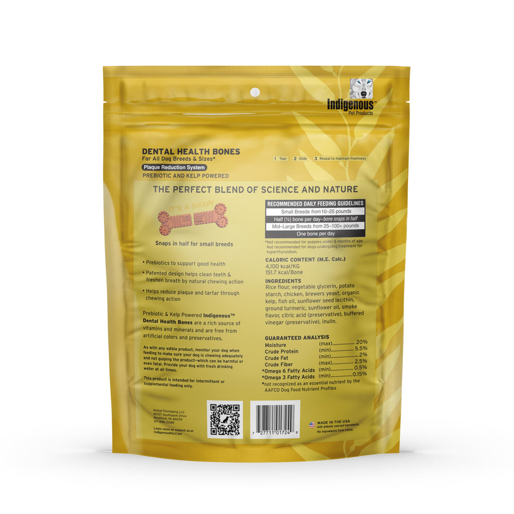 Indigenous huesos dentales sabor zanahoria para perros, merienda atractiva y suave.