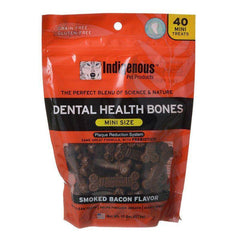Indigenous Pgb13: mini huesos dentales de tocino para perros, masticables y fáciles de digerir.