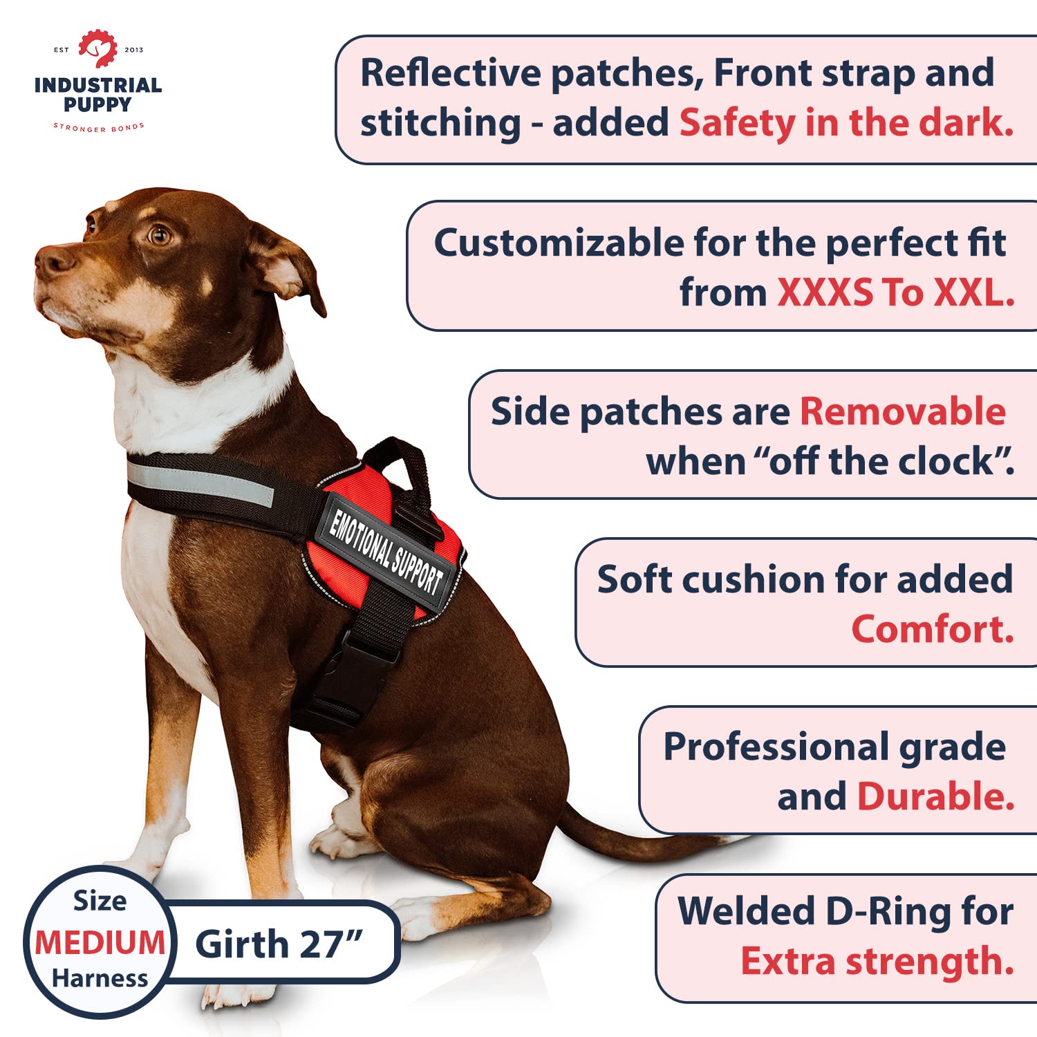 Industrial Puppy arnés soporte emocional con mochila acoplable.