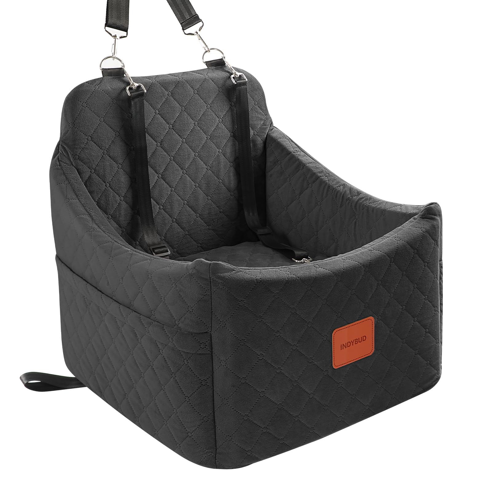 INDYBUD asiento coche perro pequeño primer plano, cómodo y seguro.