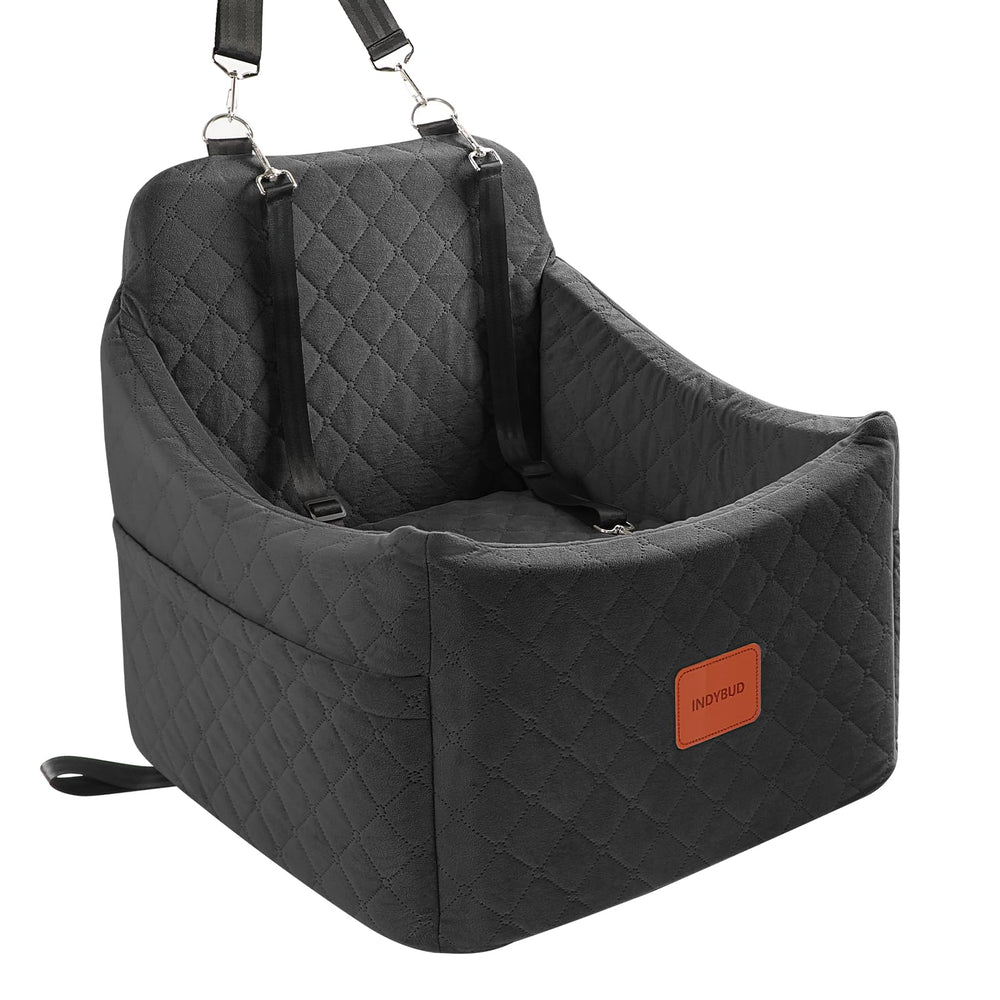 INDYBUD asiento coche perro pequeño primer plano, cómodo y seguro.