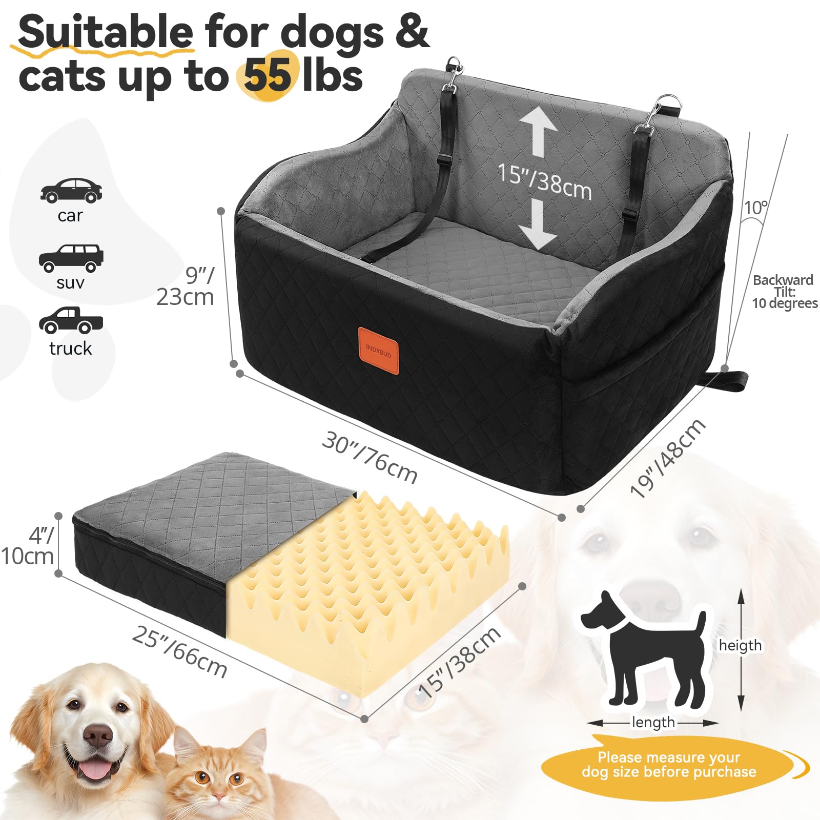INDYBUD dos correas de seguridad mantienen al perro estable.