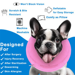 Infisu collar inflable ajustable rosado ofrece ajuste cómodo para diferentes tamaños.