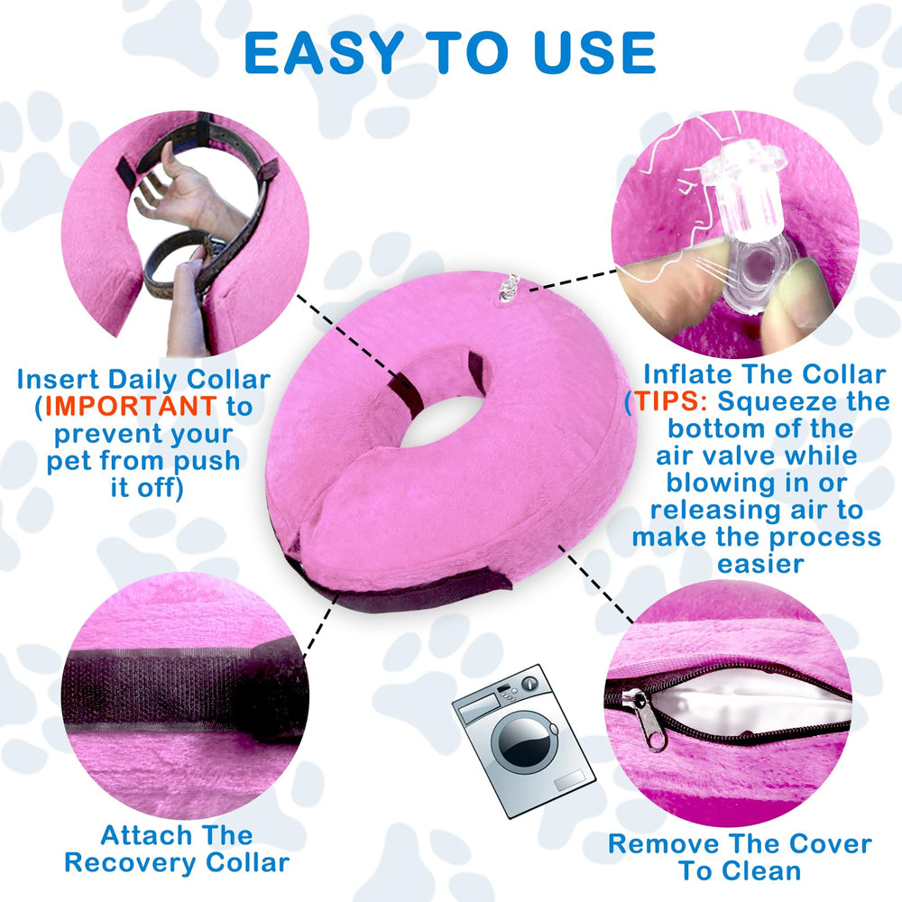 Infisu collar inflable rosado es ligero y fácil de transportar.