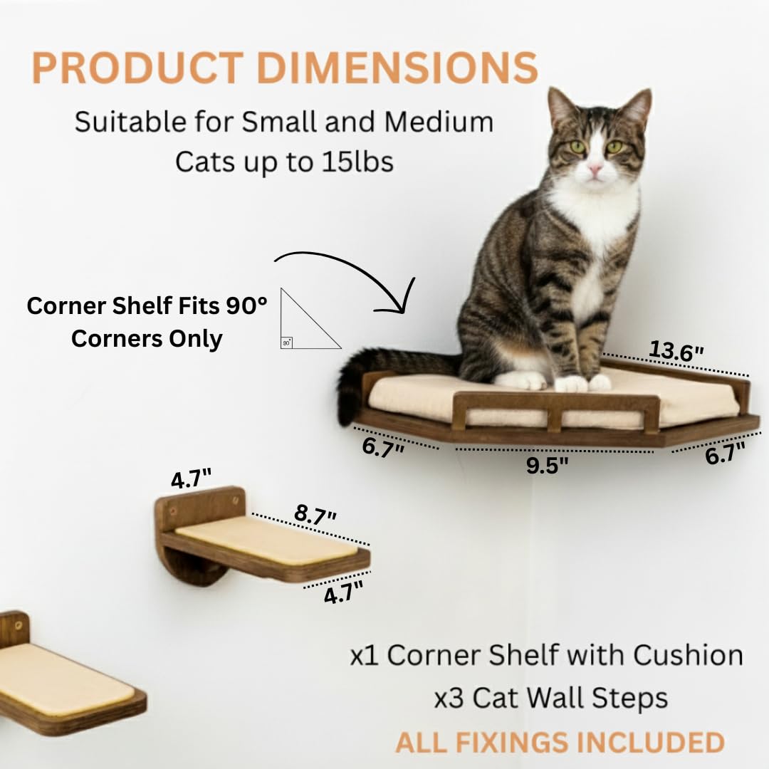 INICIO estante-pared-gatos-abedul-marron: superficie cálida de abedul para descansar.