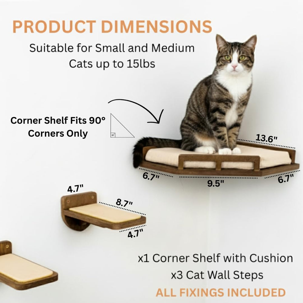 INICIO estante-pared-gatos-abedul-marron: superficie cálida de abedul para descansar.