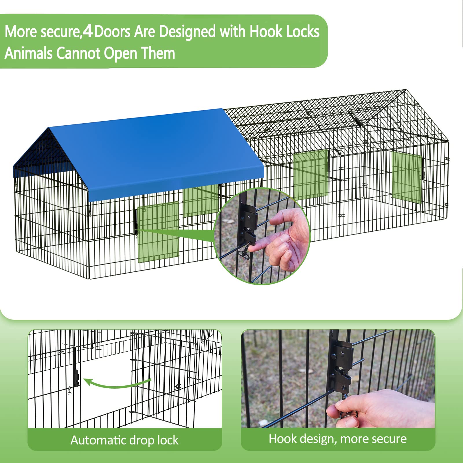 INJOPEXI gallinero con espacio amplio para 8 a 12 aves y mascotas pequeñas.