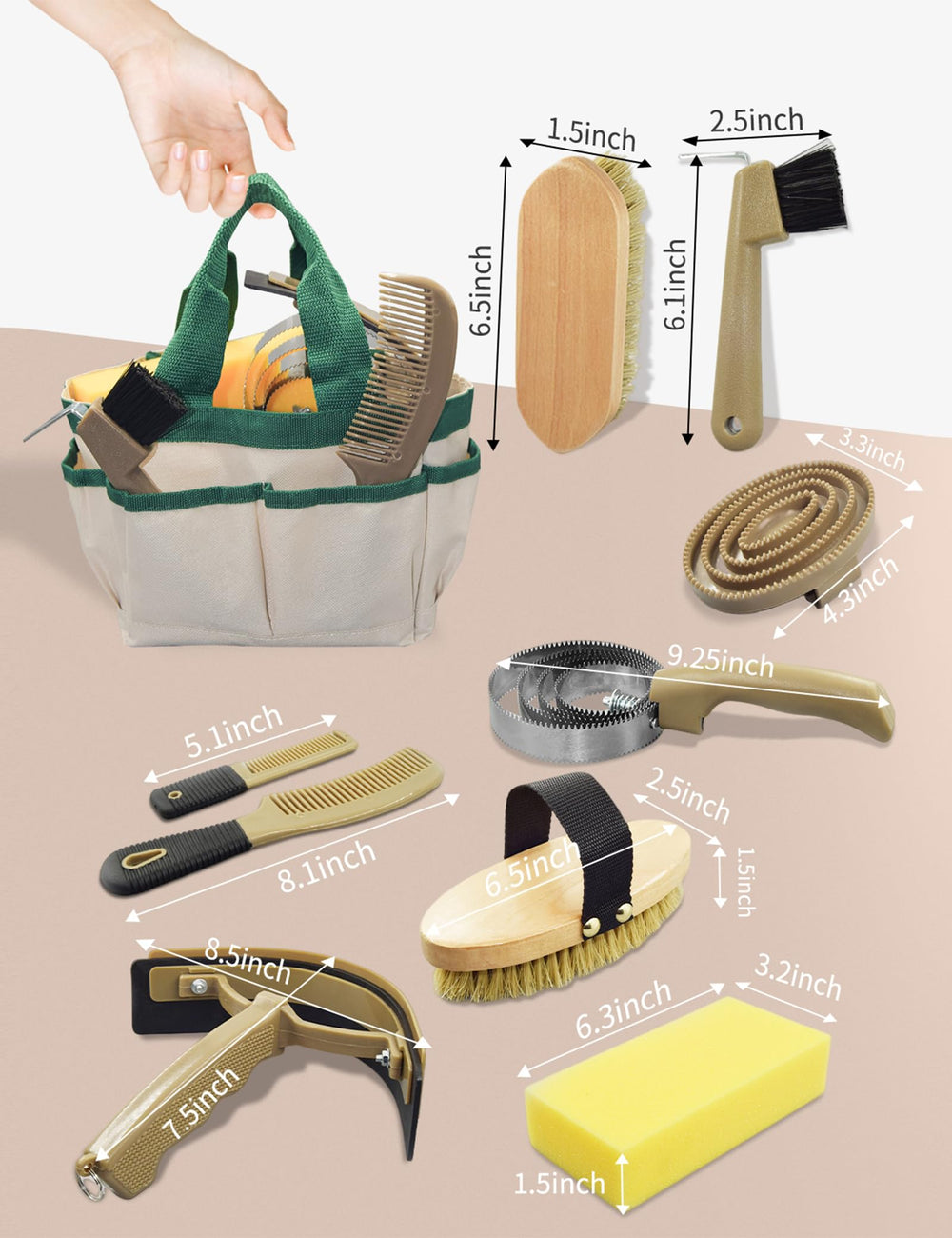 inoreal cepillo suave para crin y piel, limpieza delicada y cómoda