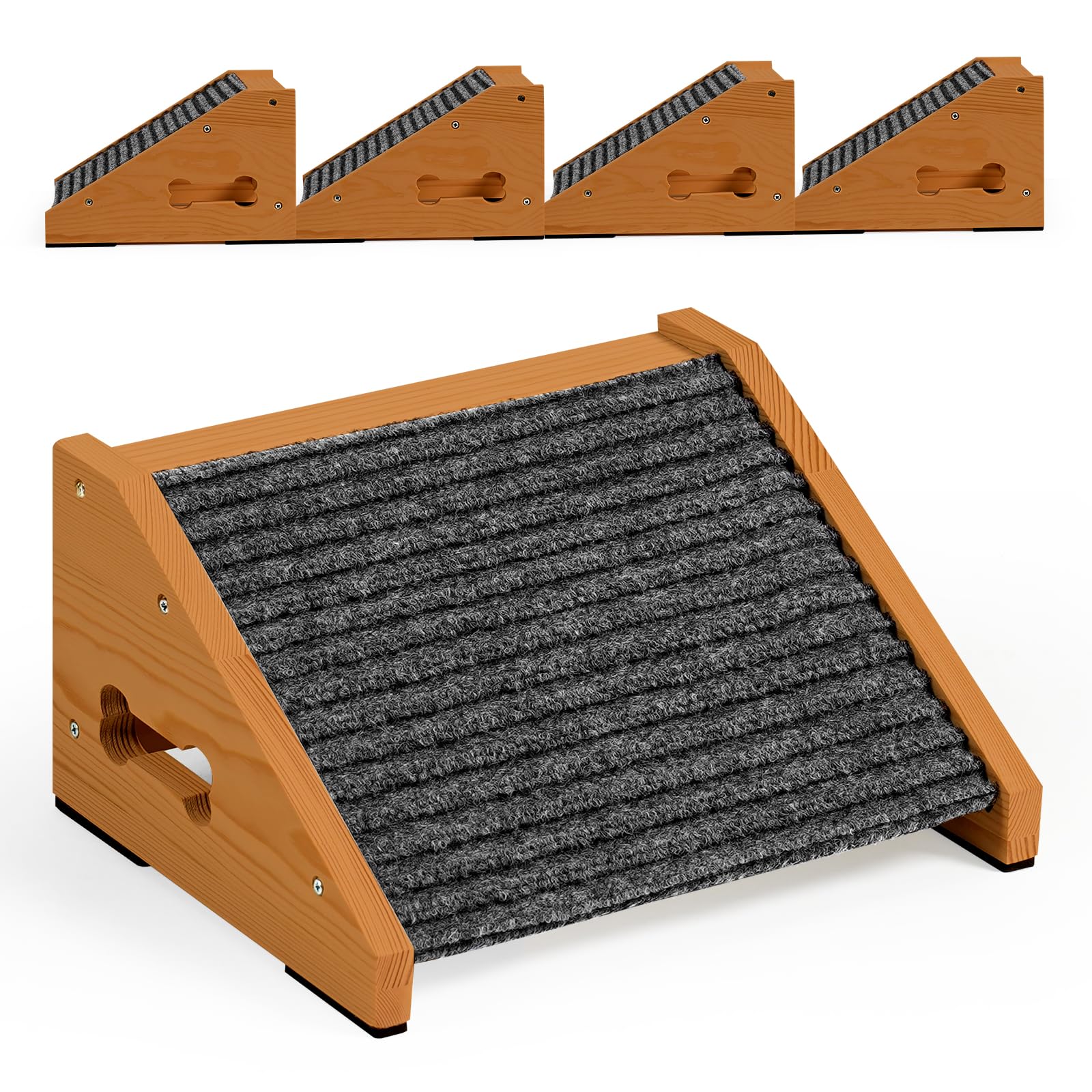 INRLKIT rampa de madera para perros, juego de 4 piezas, ideal para escaleras.