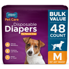Pañales Inspire Pet Care para perras hembra, empaque 48, comodidad y valor.