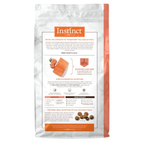Instinct proteína única de salmón real, aminoácidos esenciales para músculos sanos.