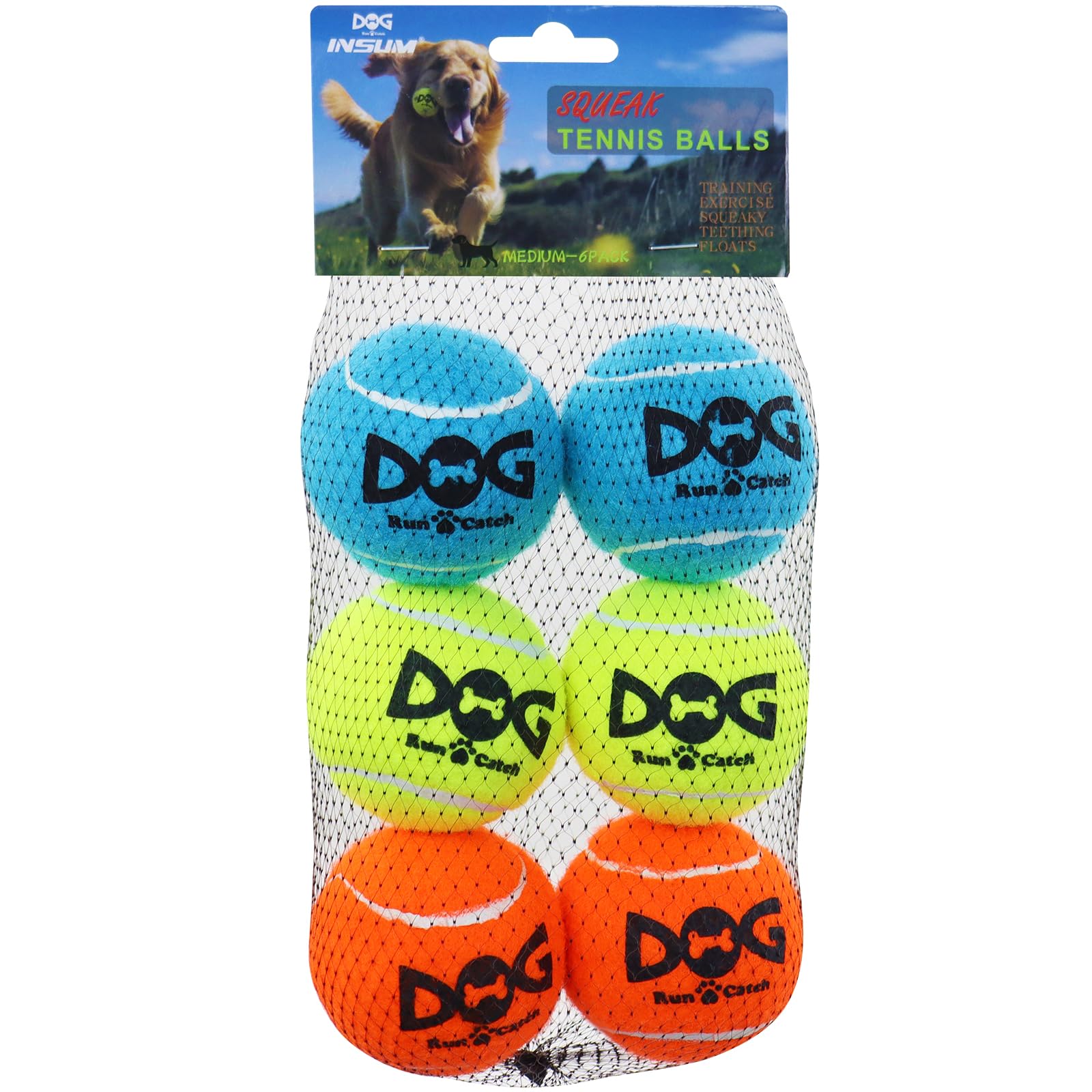 INSUM bolas-tenis-con-chirrido para perros, alta visibilidad en exteriores.