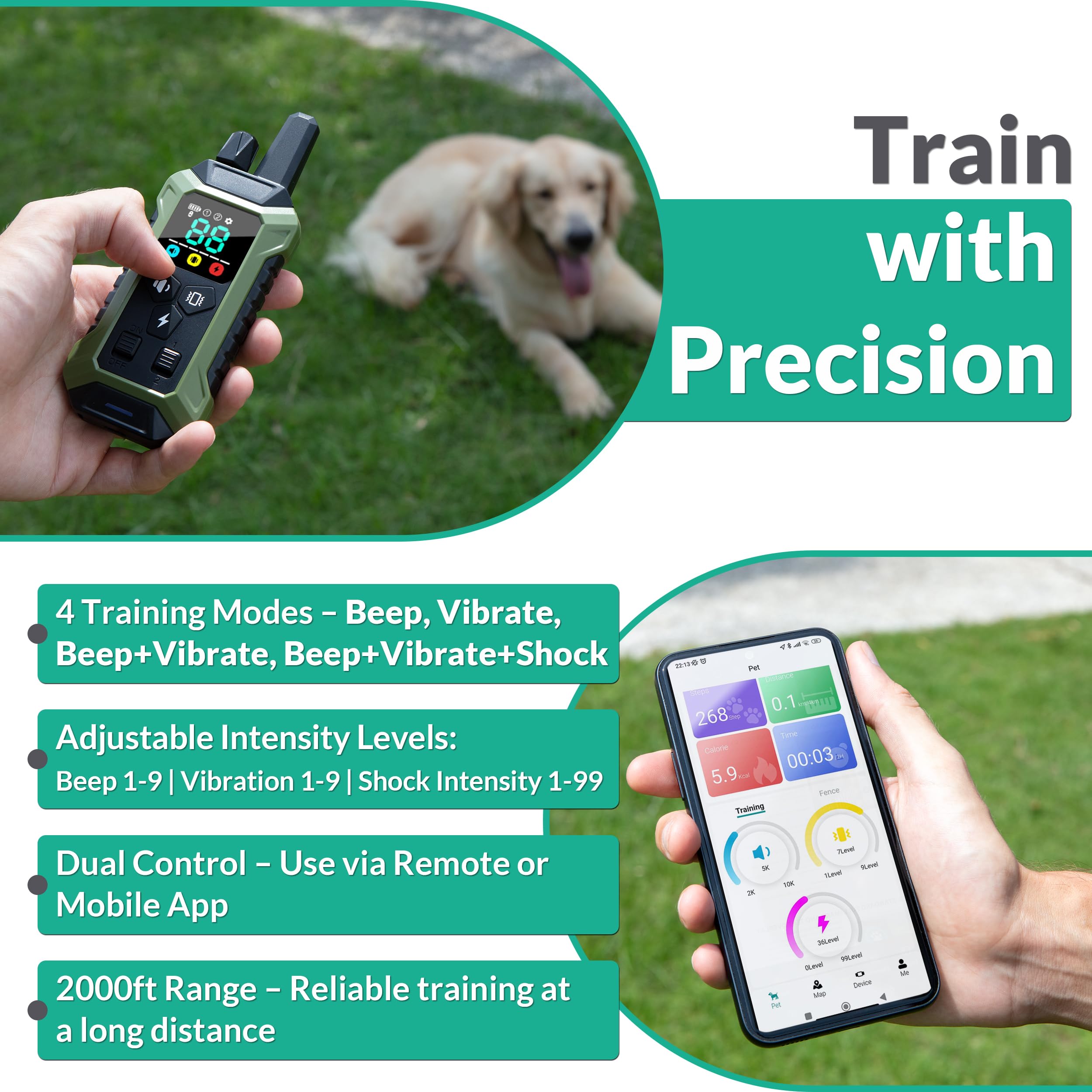 INTELIPAWS zona perimetral ajustable, configuración personalizada para tamaño de patio.