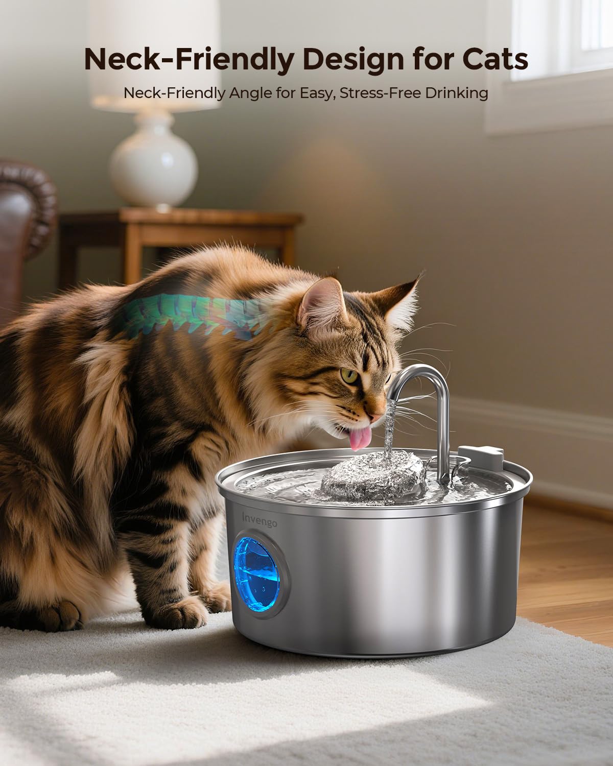 Invengo gran capacidad 3.2L para hogares con varias mascotas.