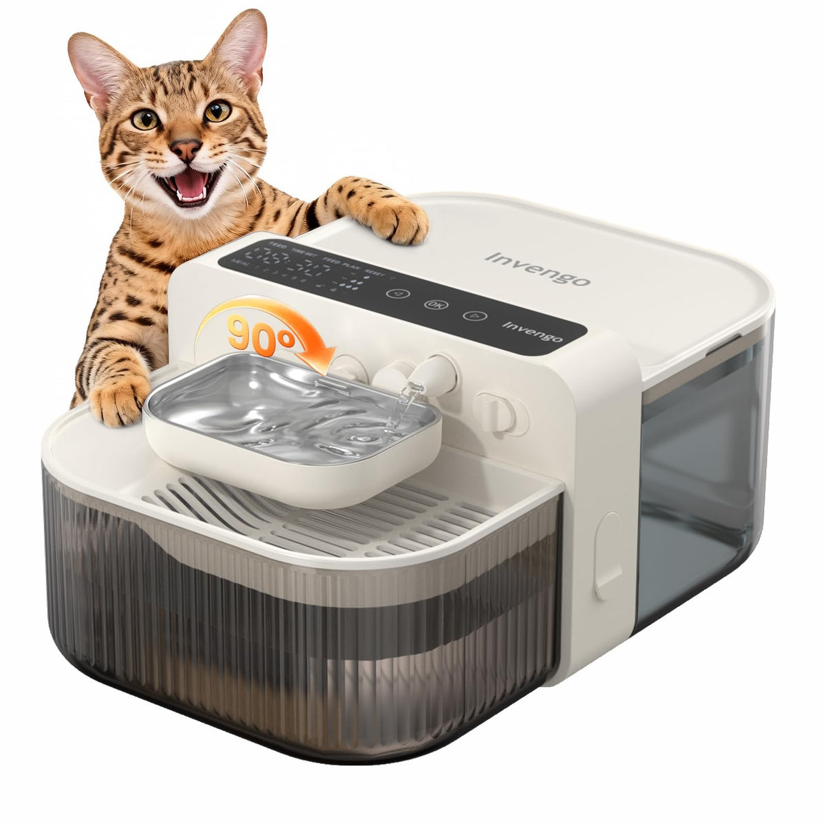 Invengo bebedero para gatos sin filtros con flujo estable de 3.5L.
