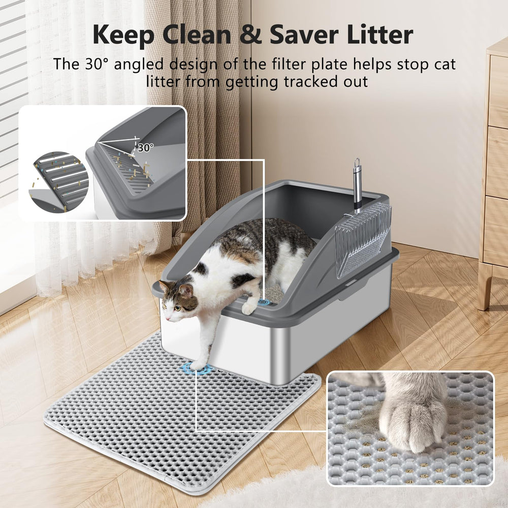 INVENHO caja extragrande de acero inoxidable para gatos grandes