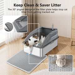 INVENHO caja extragrande de acero inoxidable para gatos grandes