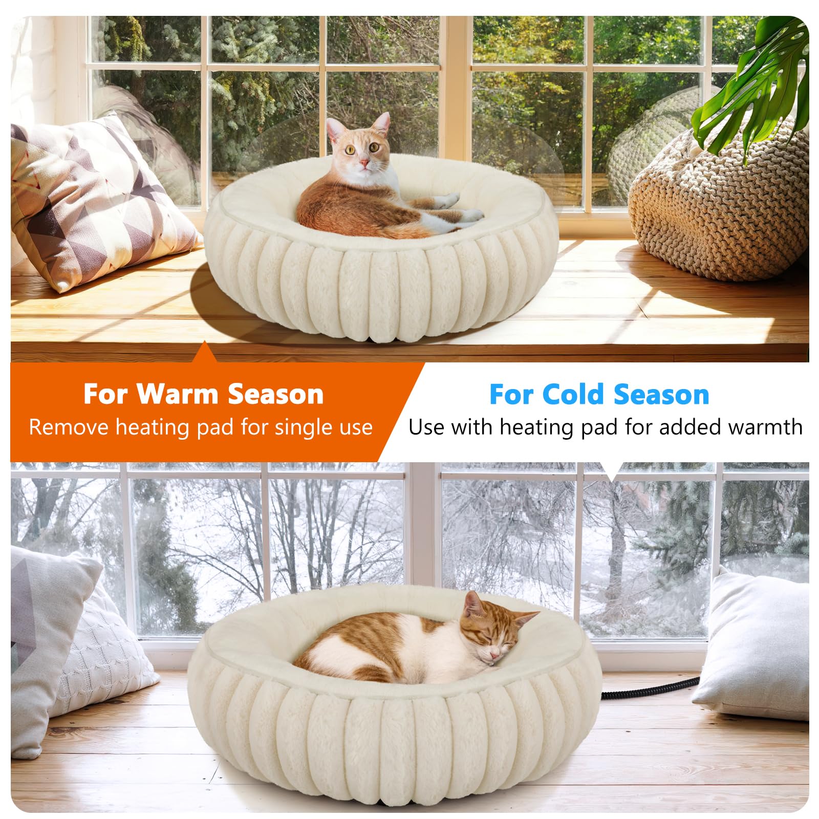Cama caliente INVENHO 20x20x6 pulgadas, ideal para gatos y perros