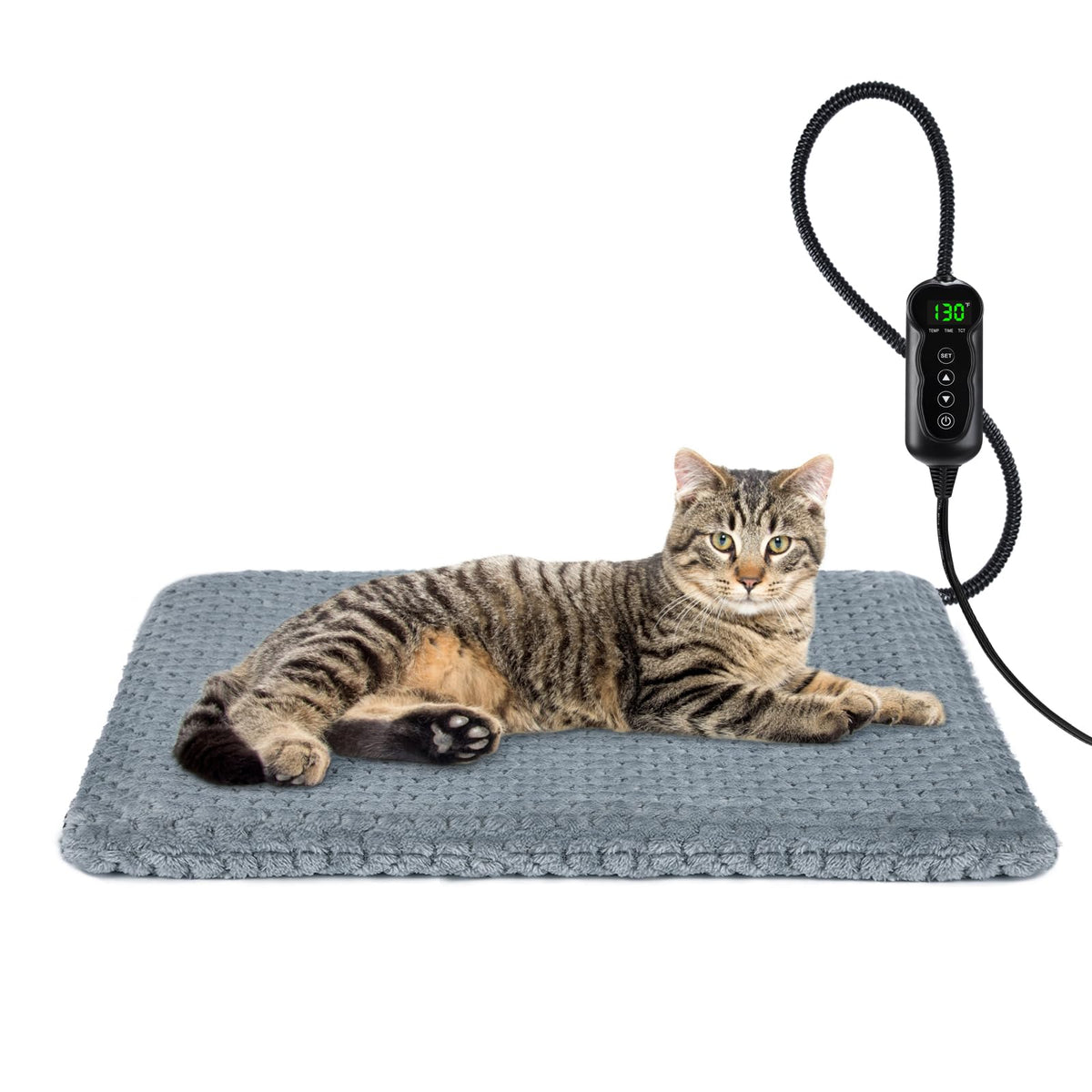 La cama calefactada INVENHO para gatos con ajuste de temperatura para mayor confort.