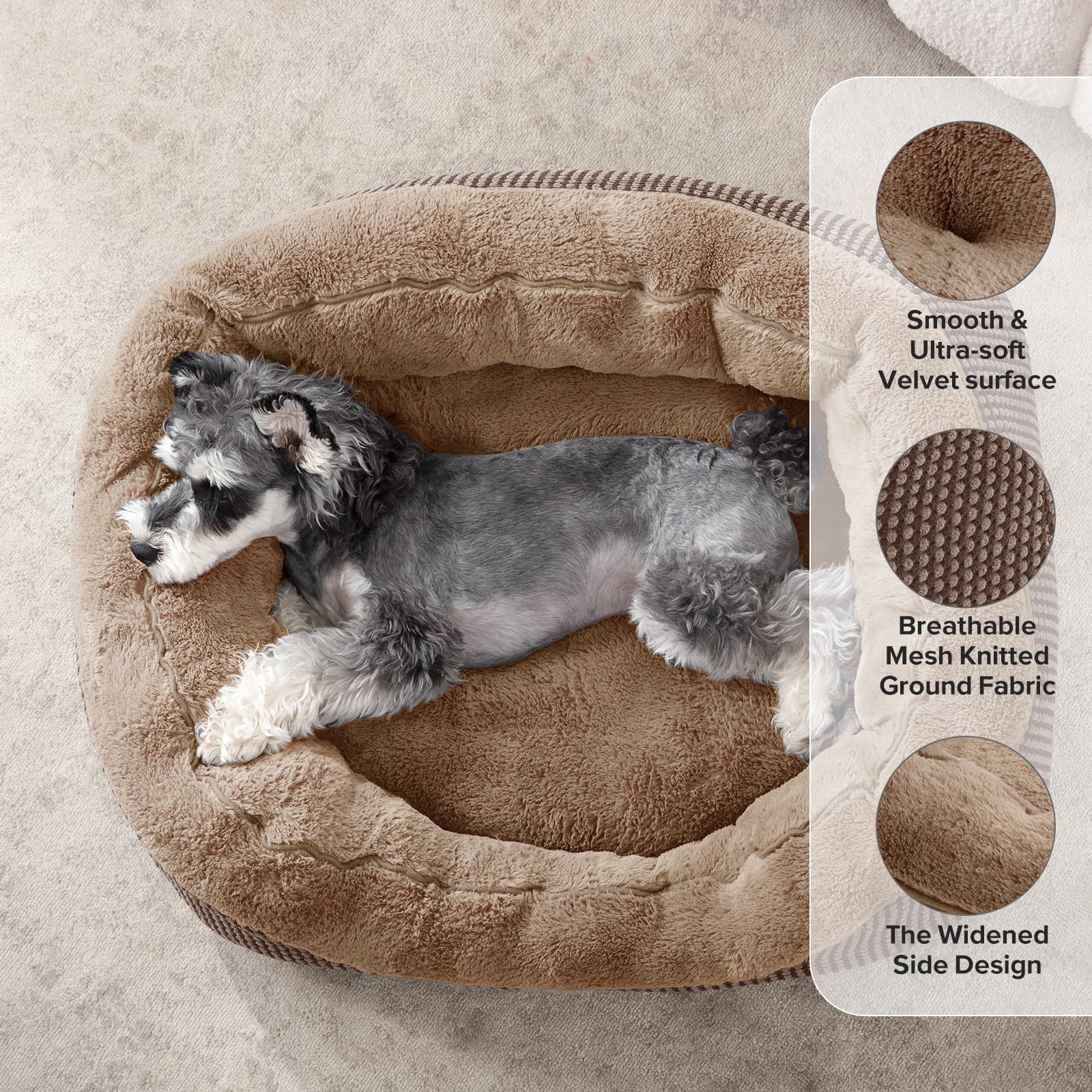INVENHO cama grande con bordes elevados para apoyo de la cabeza.