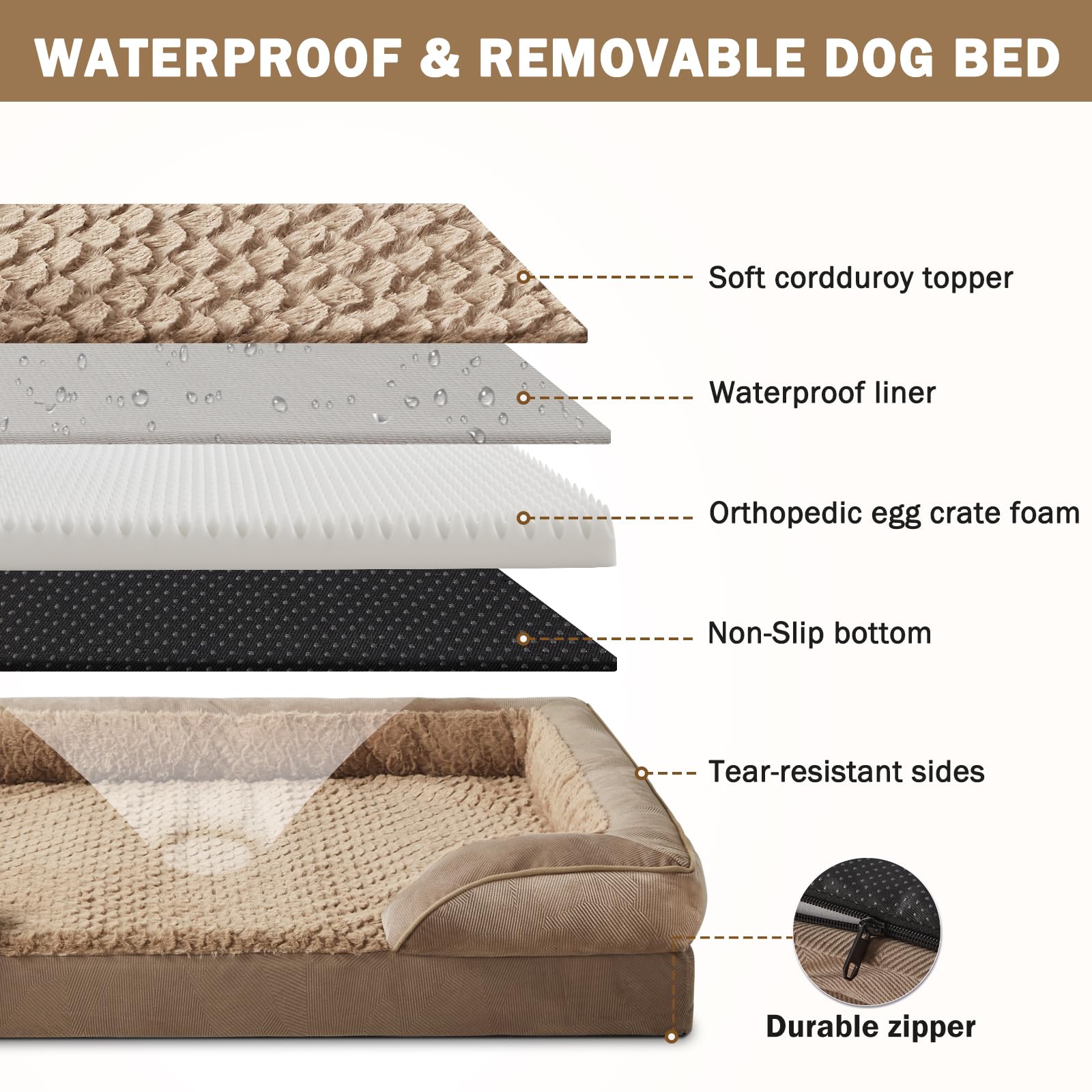 INVENHO cama con borde 4 lados para mayor contención y confort.