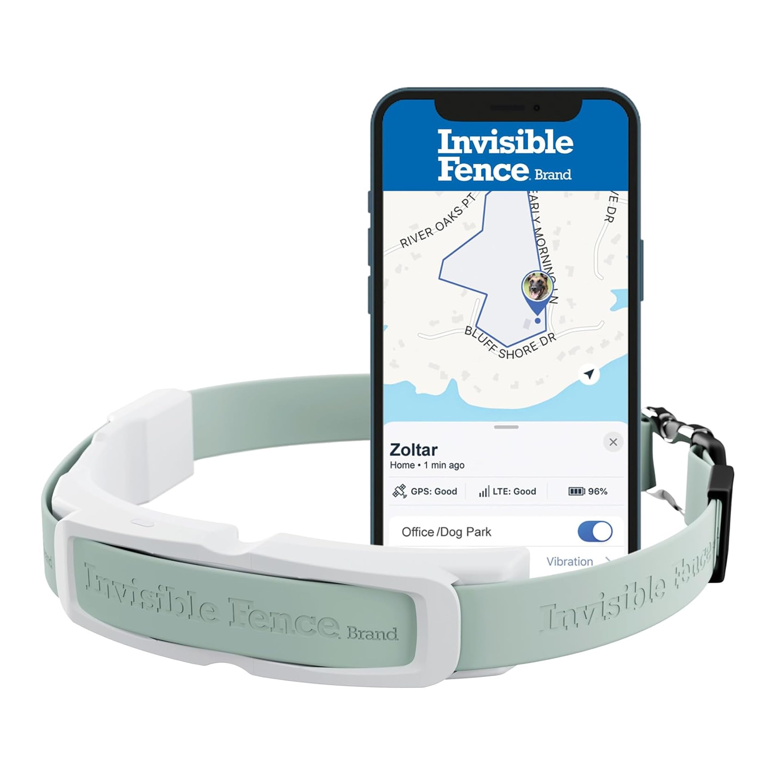Invisible Fence collar interfaz-app para control del perímetro y alertas