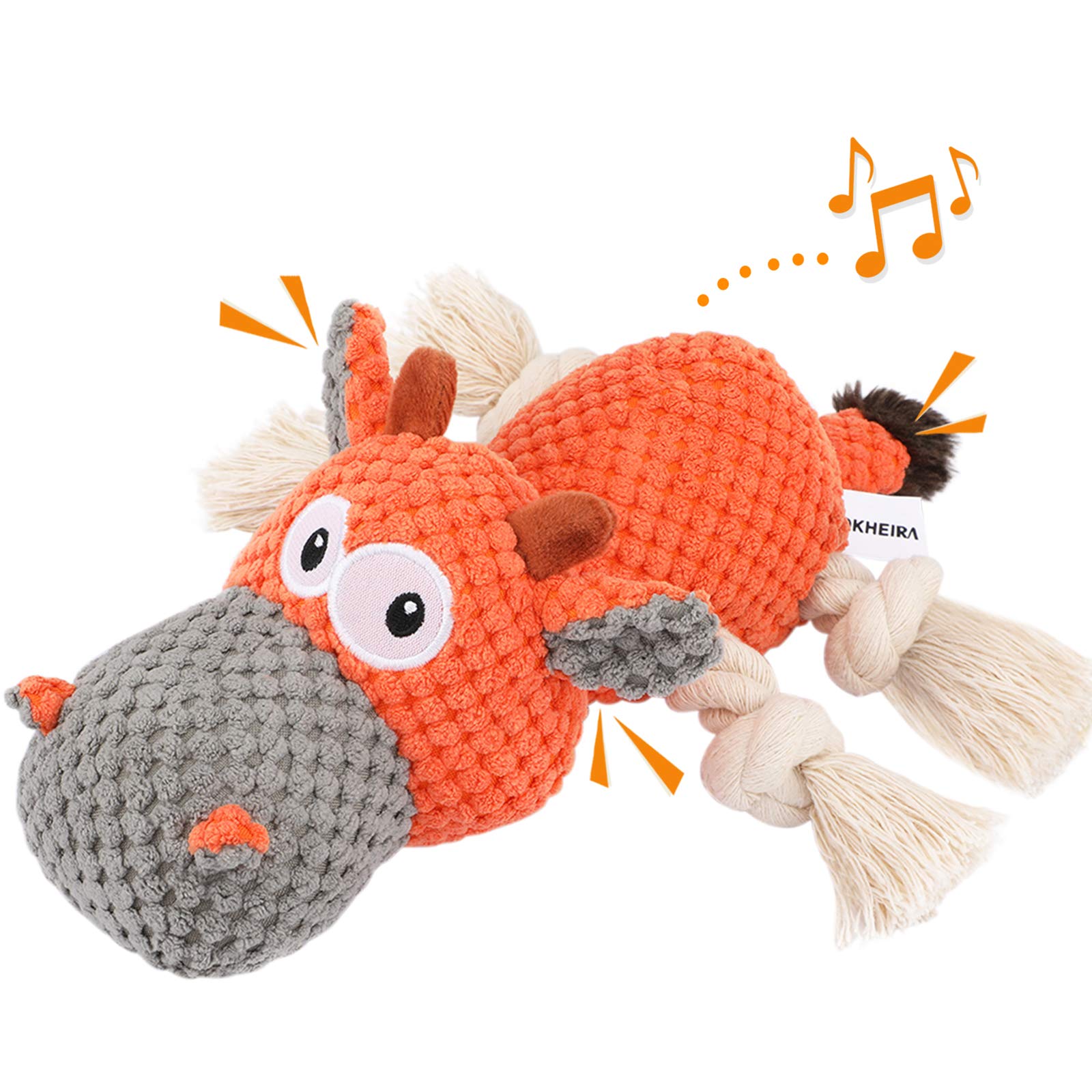 IOKHEIRA juguete peluche perro naranja zanahoria, ideal para morder y consolar.